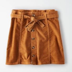 NWT! American EAGLE high rise corduroy SKIRT w/tie in brown size: 0